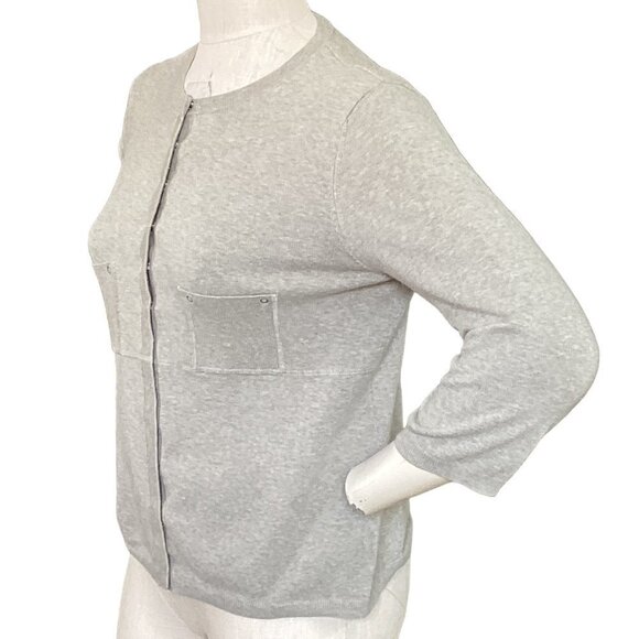 Worth Cotton Blend Snap Cardigan Sweater Pockets Sz M Taupe Beige 214C - Picture 7 of 9
